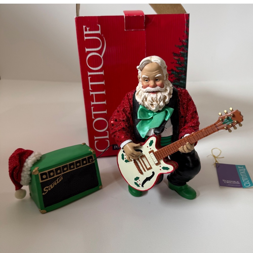 Possible Dreams Clothique Santa Be Good Rock Guitar Musical Figurine 1999